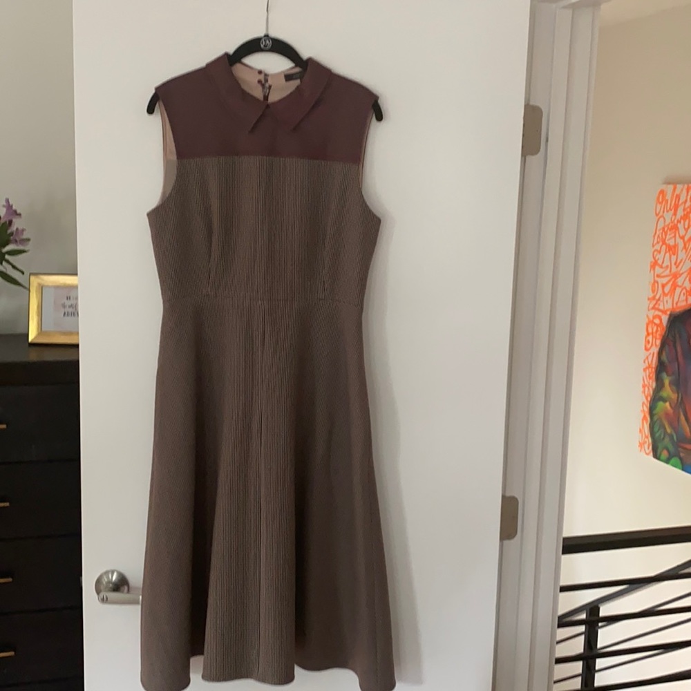 BCBG MAXAZRIA leather and tweed dress